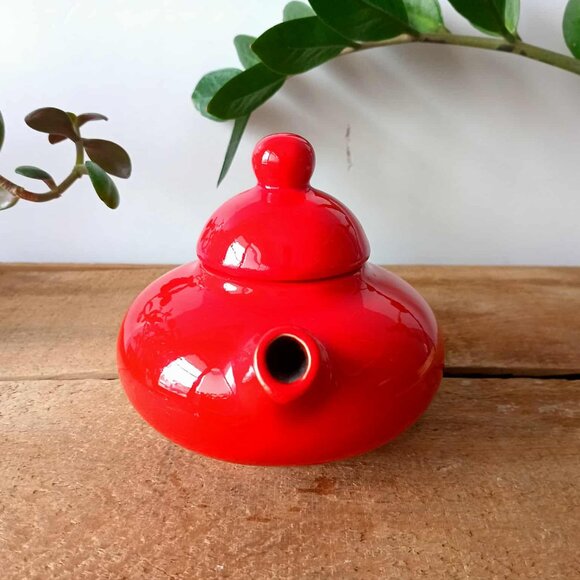 Vintage Hayhoe Flowerdale Single Serve Small Red Ceramic Teapot, Canada Pottery - Picture 5 of 10